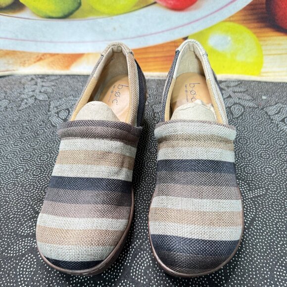 B.O.C. Born Concept Women's Striped Canvas Slip-On Clogs Size 9M - Picture 3 of 10